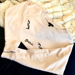 J. Crew Oui Non Nude Embroidered Sweatshirt